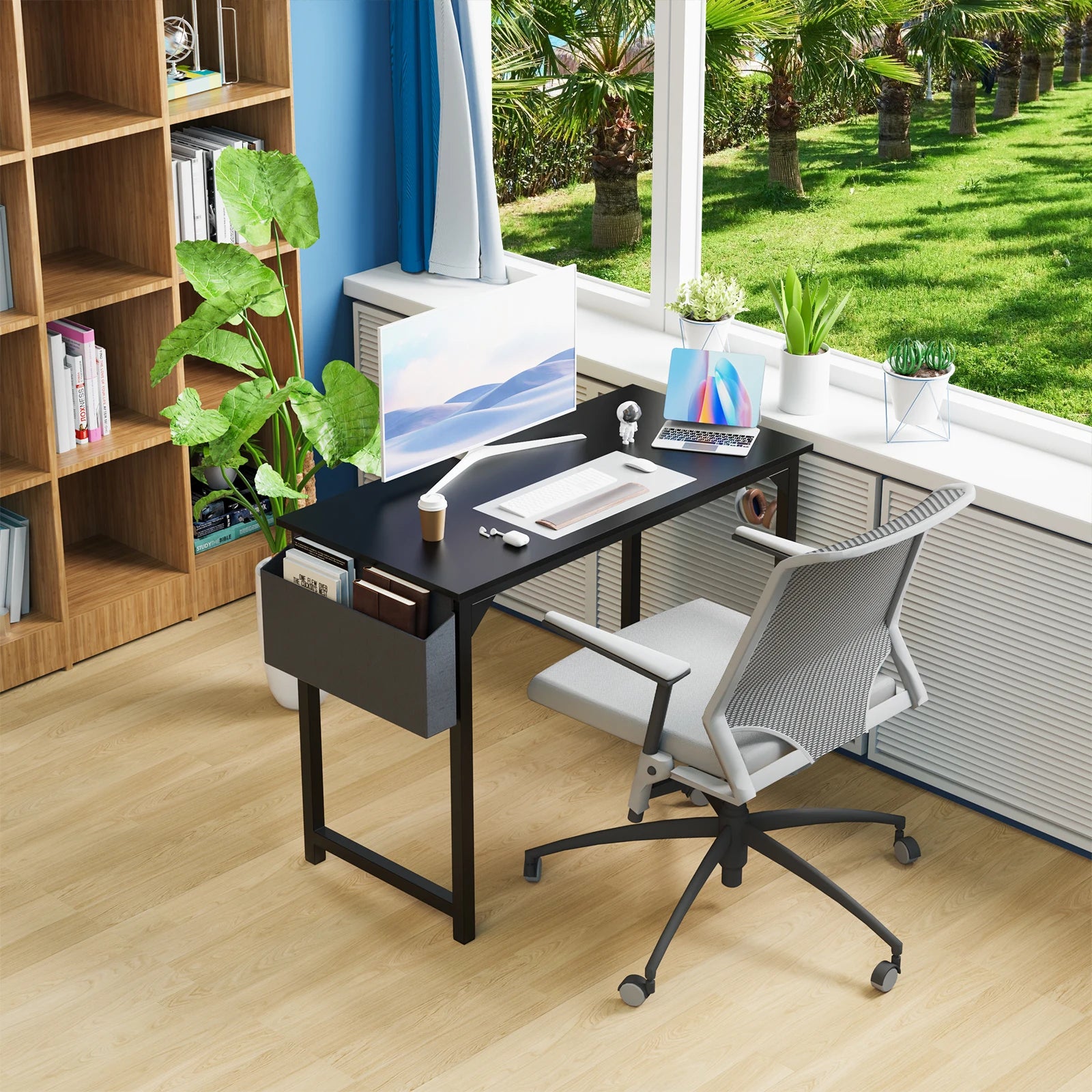 JHK Computer Desk with Side Bag & Headphone Hook