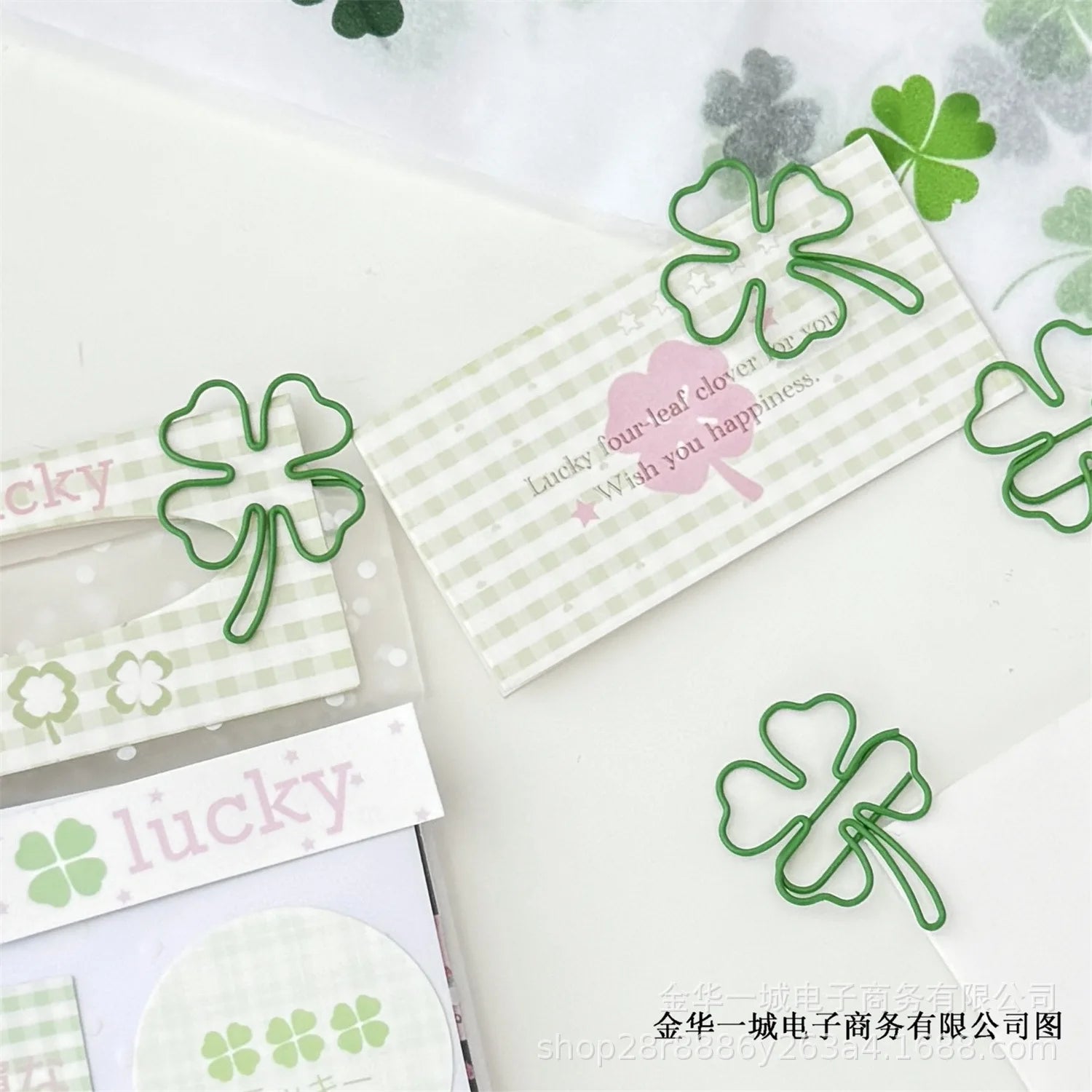 10PCS Green Four-Leaf Clover Paperclips