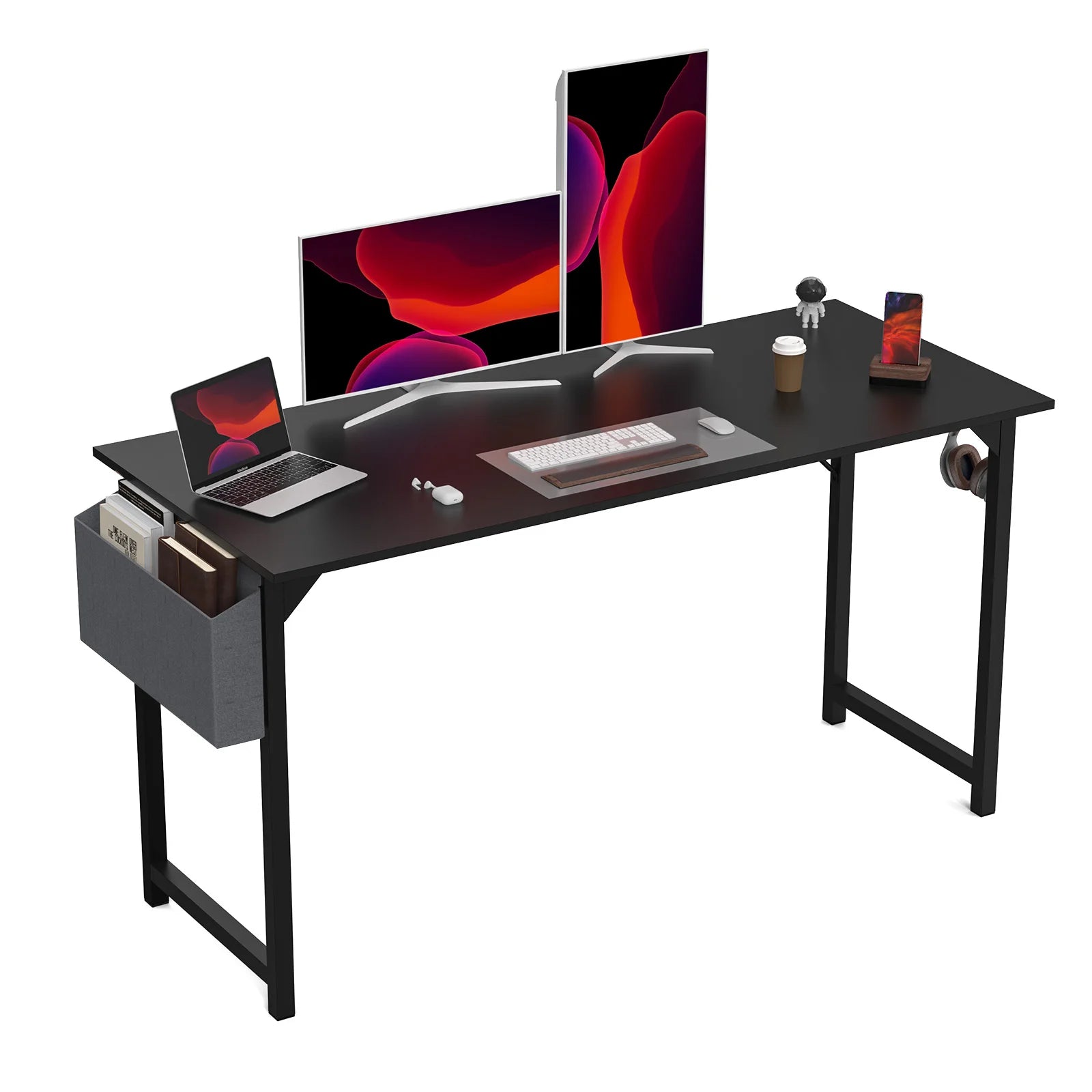 JHK Computer Desk with Side Bag & Headphone Hook
