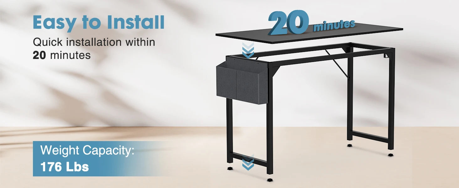 JHK Computer Desk with Side Bag & Headphone Hook