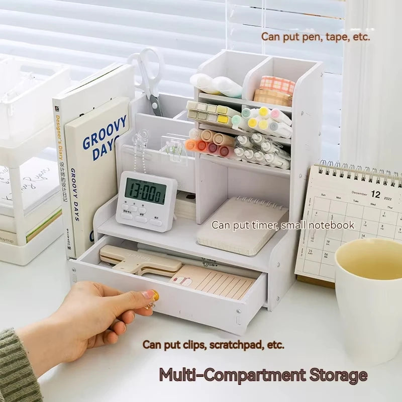 Wooden Desk Organizer & Pen Holder