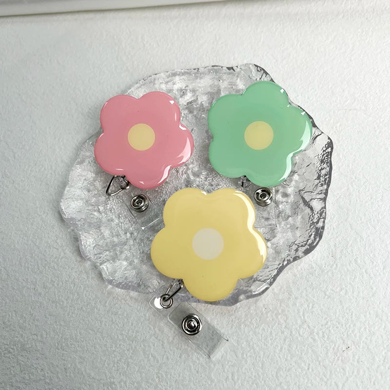 Macaron Flower Retractable Badge Reel
