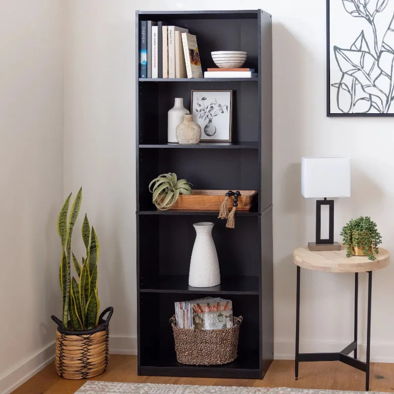 5-Shelf Adjustable White Bookcase