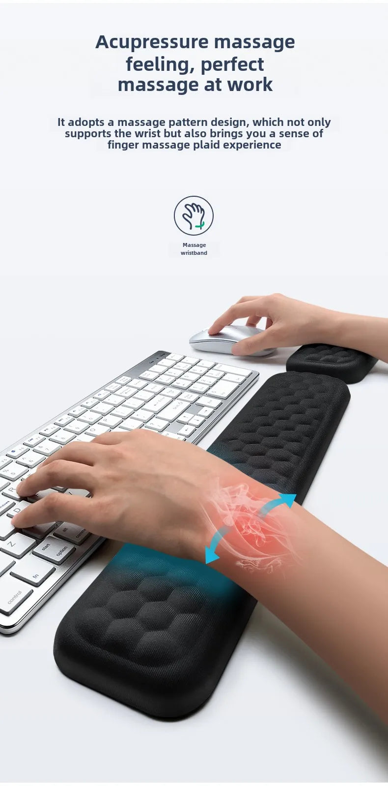 Ergonomic Keyboard and Mouse Wrist Rest Set – Memory Foam Support Pad