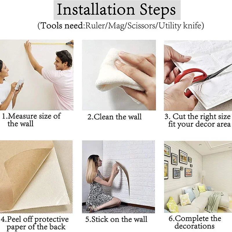 3D Self-Adhesive Foam Brick Wallpaper