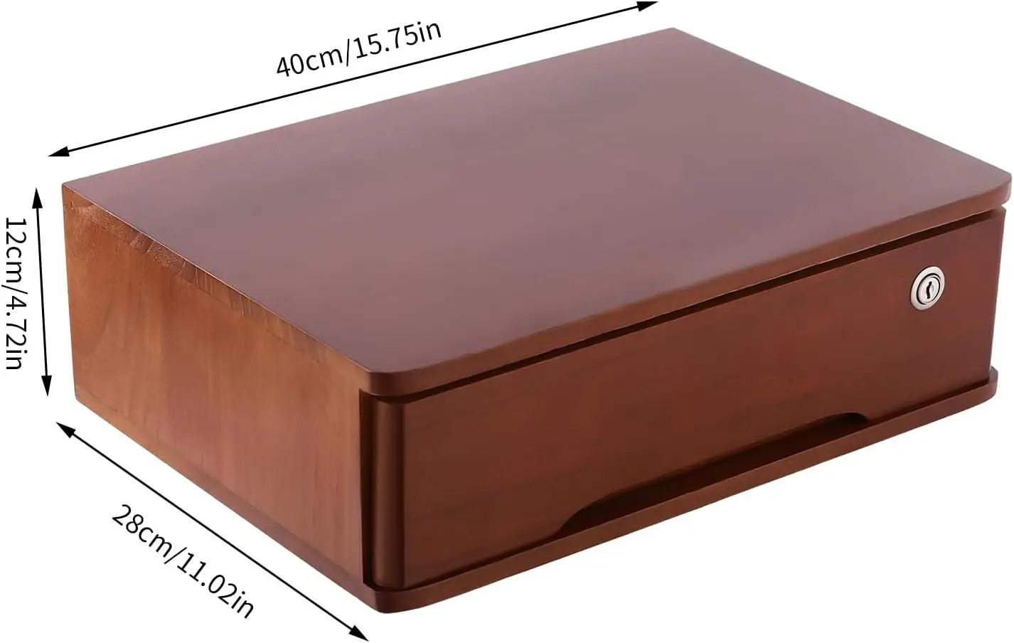 Wooden Desktop Storage Box with Lockable Drawers