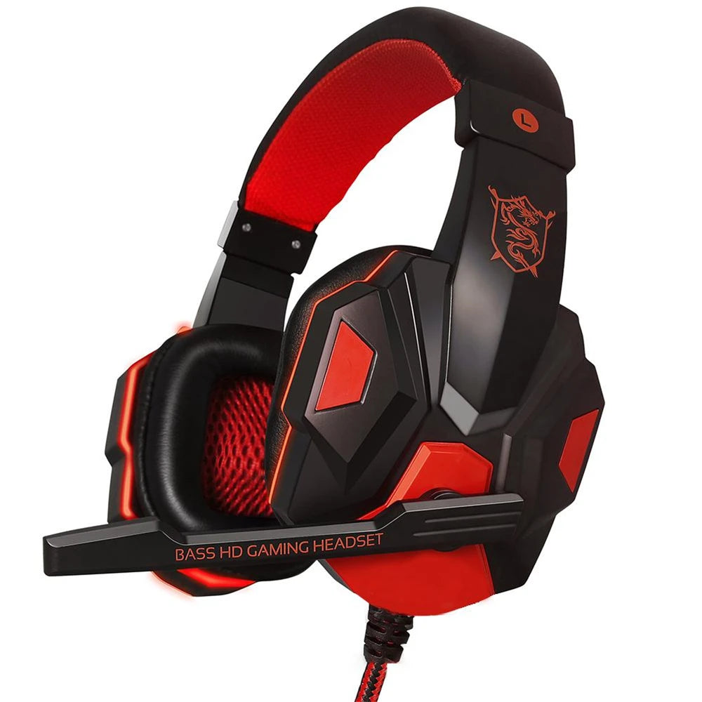 3.5mm Wired Gaming Headset – Stereo Bass Headphones with Adjustable Microphone