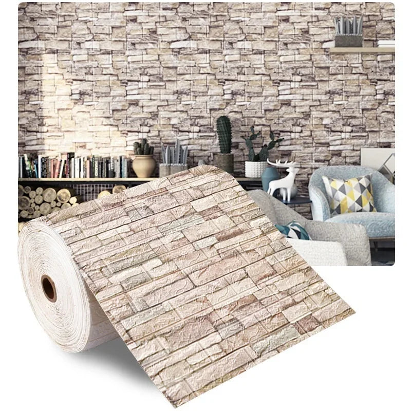 3D Self-Adhesive Foam Brick Wallpaper