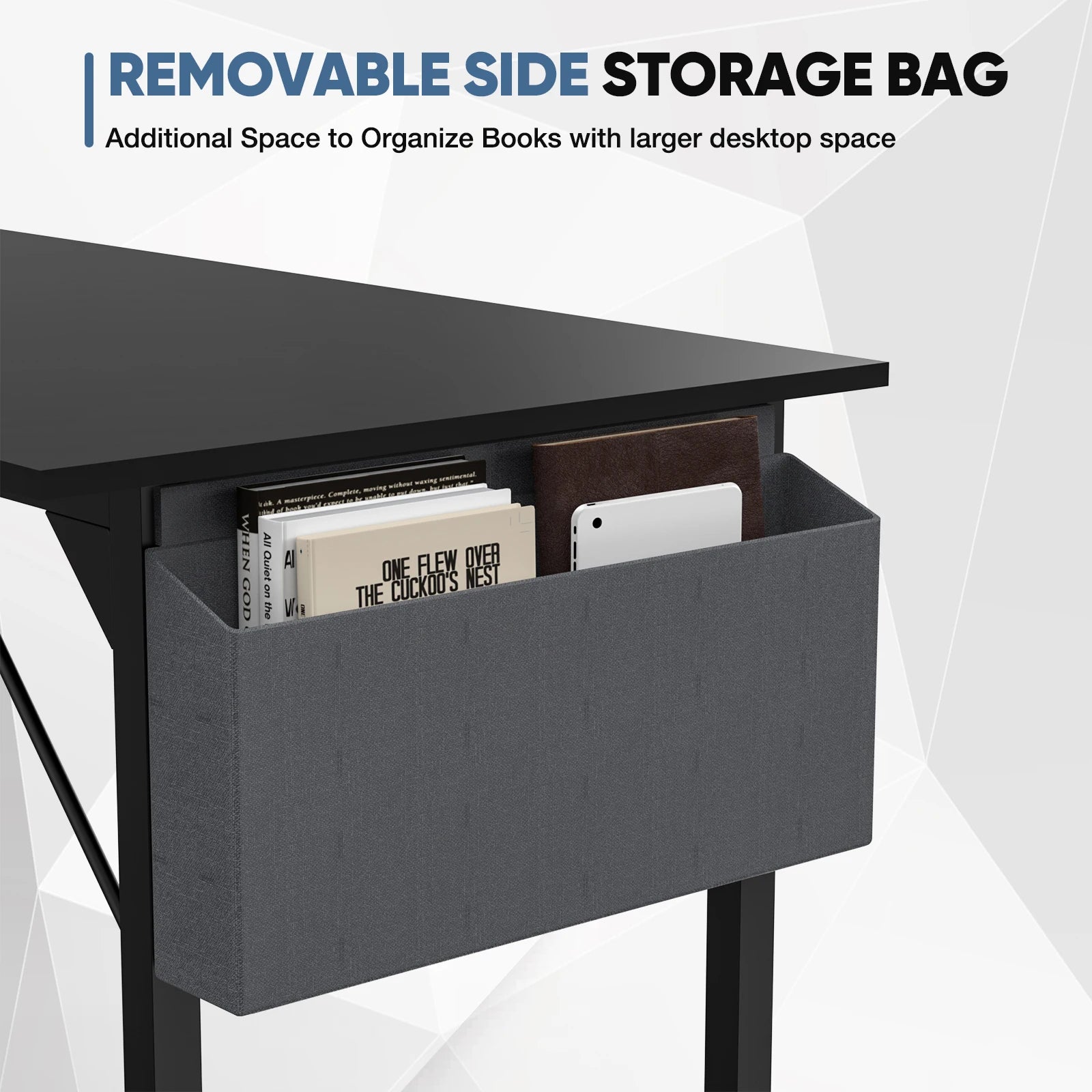 JHK Computer Desk with Side Bag & Headphone Hook
