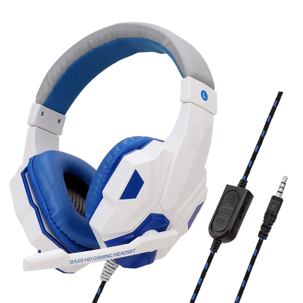 3.5mm Wired Gaming Headset – Stereo Bass Headphones with Adjustable Microphone