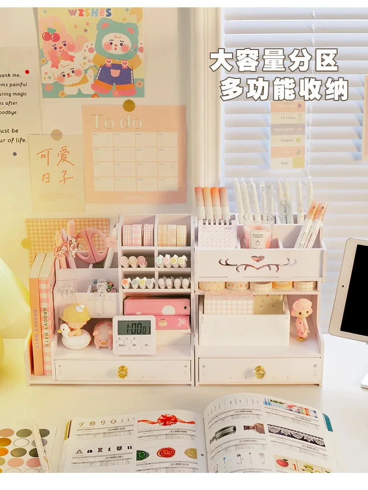 Wooden Desk Organizer & Pen Holder