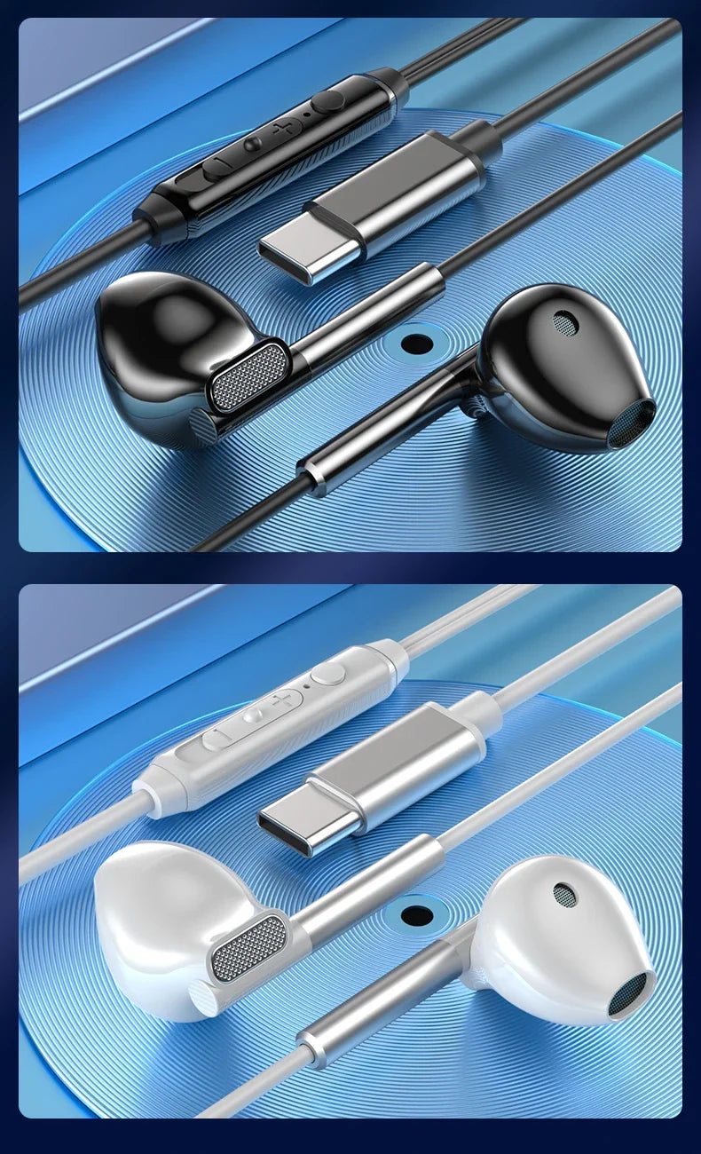 EARDECO Wired Earphones – 3.5mm/Type-C HiFi Stereo Bass Headphones with Mic