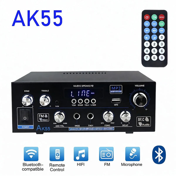 AK55 HiFi Digital Amplifier 2.0 Channel Bluetooth 5.0 Surround Sound AMP
