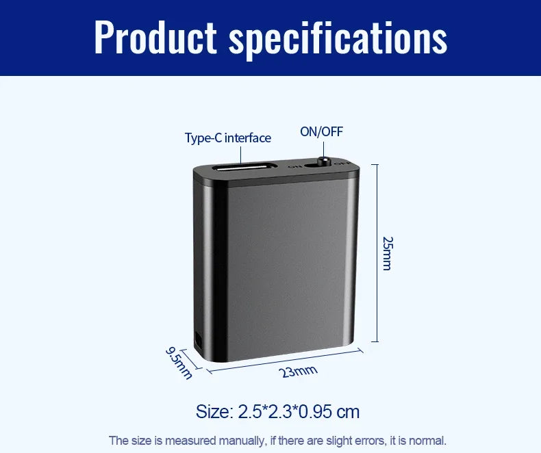Ultra-Slim 0.25cm Digital Audio Dictaphone with Magnet