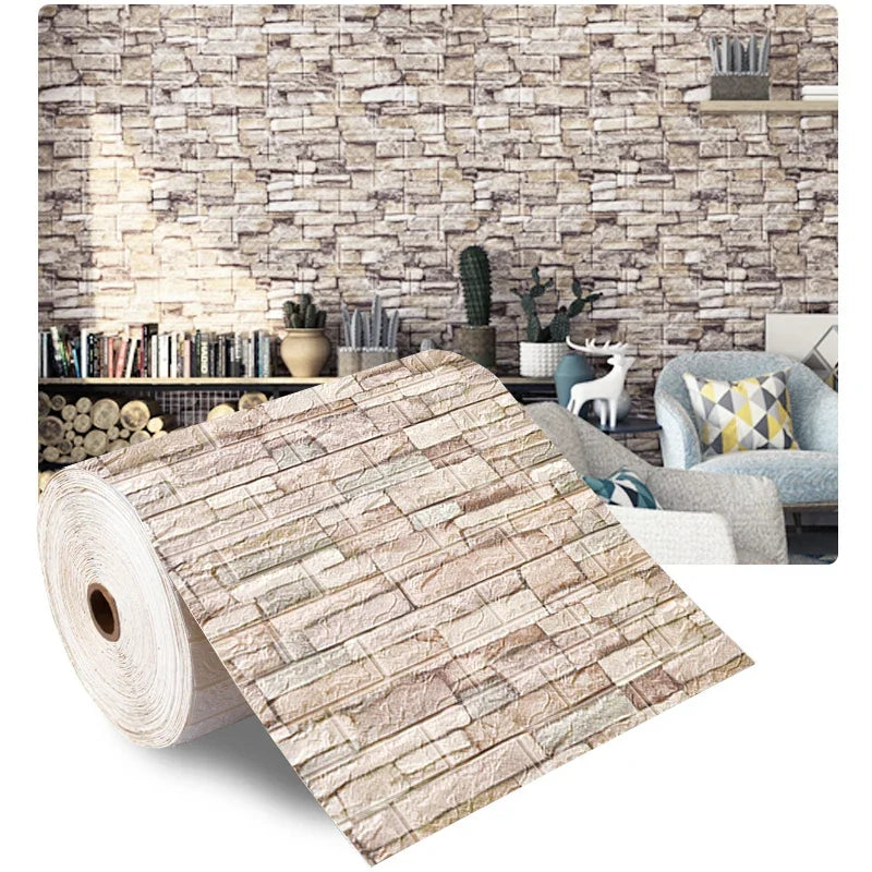 3D Self-Adhesive Foam Brick Wallpaper