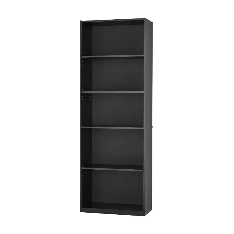 5-Shelf Adjustable White Bookcase