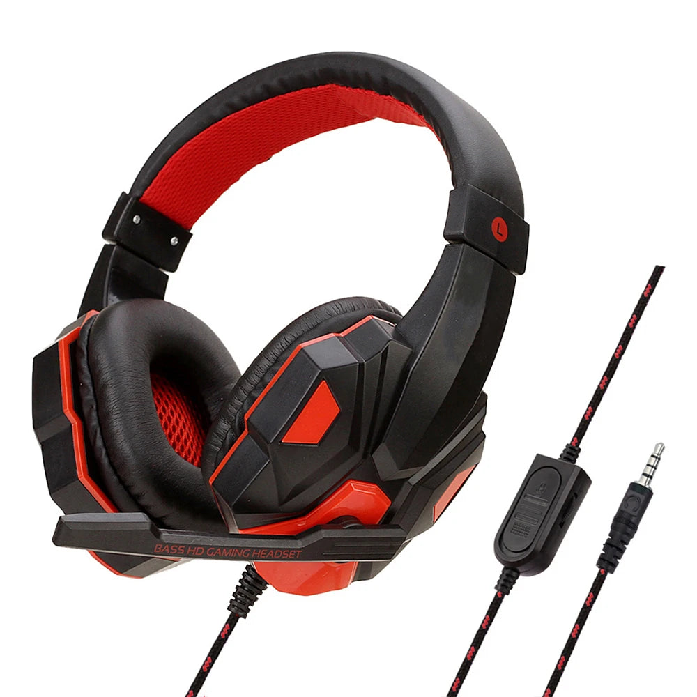 3.5mm Wired Gaming Headset – Stereo Bass Headphones with Adjustable Microphone